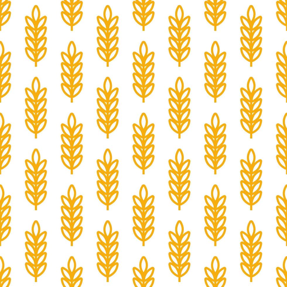 espigas de trigo icono vector granja sin fisuras de fondo. Ilustración de símbolo de grano entero de línea para negocios de panadería ecológica orgánica, agricultura, cerveza en blanco