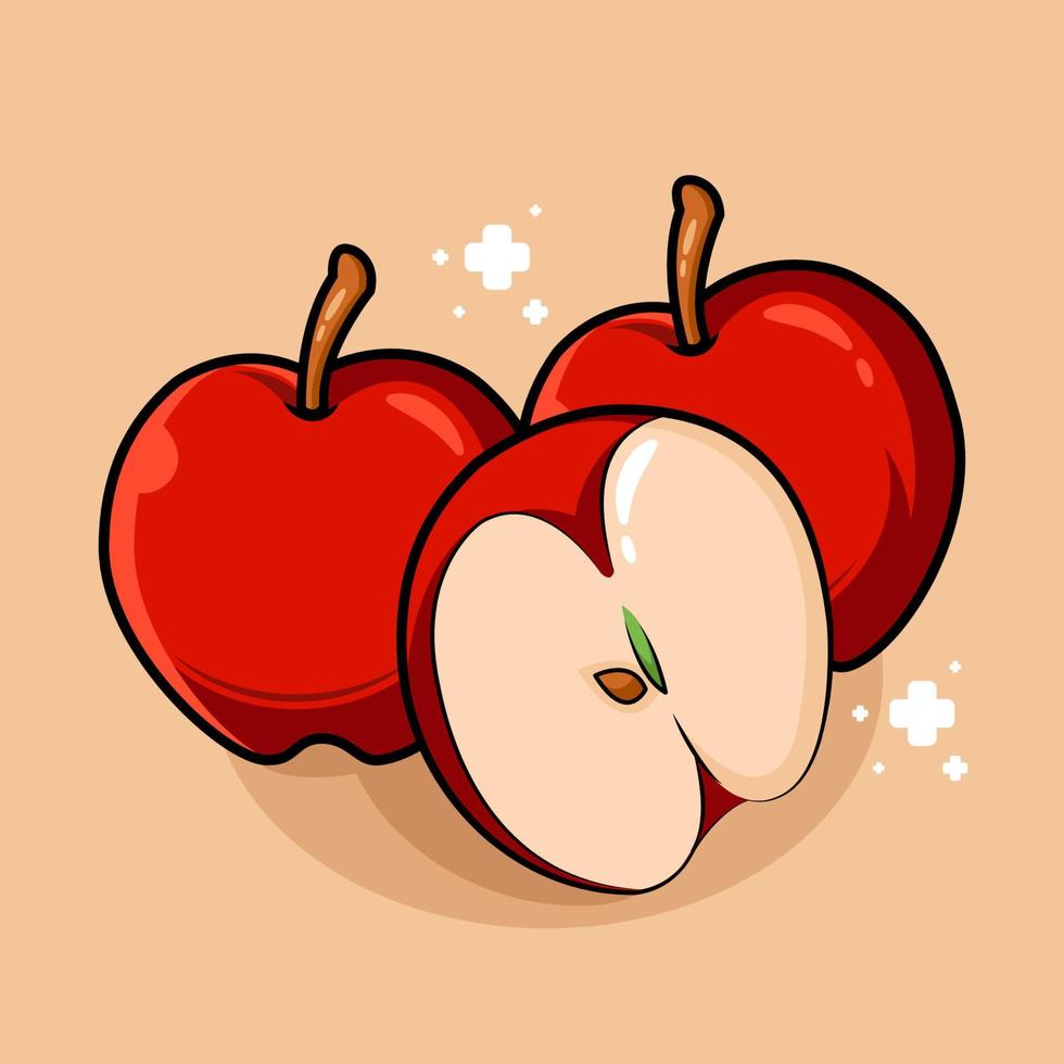 manzana, fruta, en, vector, ilustración, pro, descargar vector