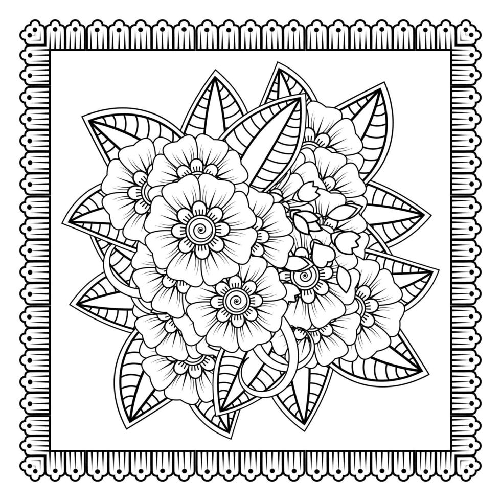 Mehndi flower for henna, mehndi, tattoo, decoration. Decorative ornament in ethnic oriental style, doodle ornament, outline hand draw. Coloring book page. vector