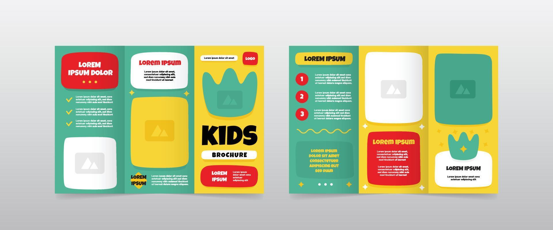 playful trifold kids brochure template vector