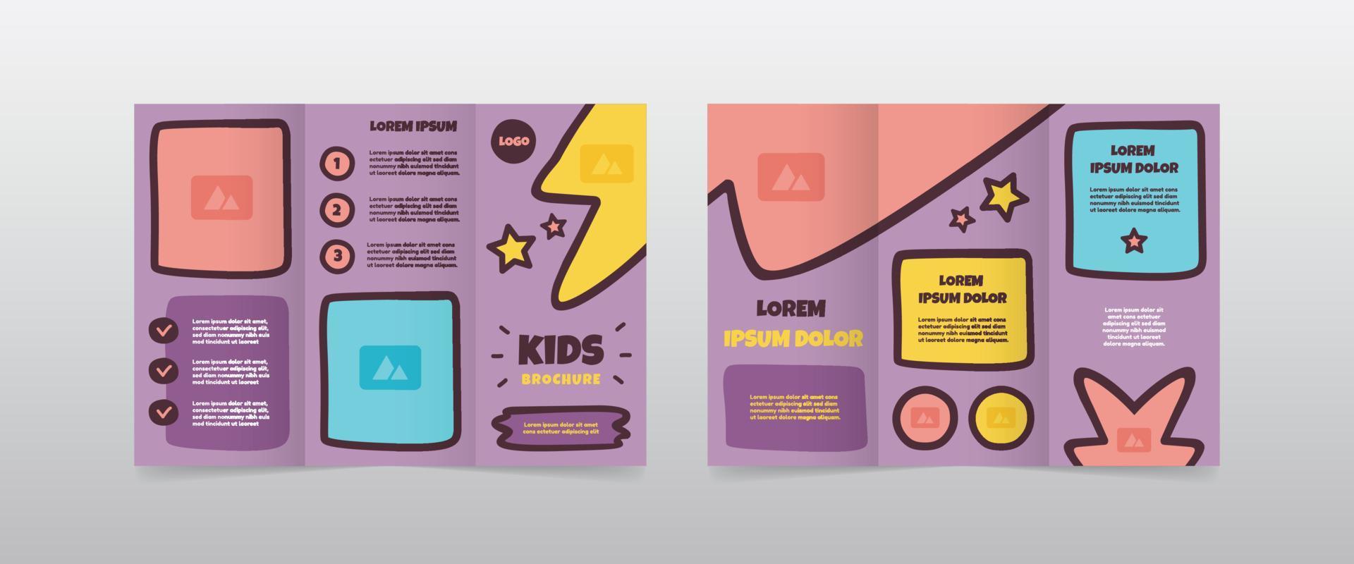 playful trifold kids brochure template vector