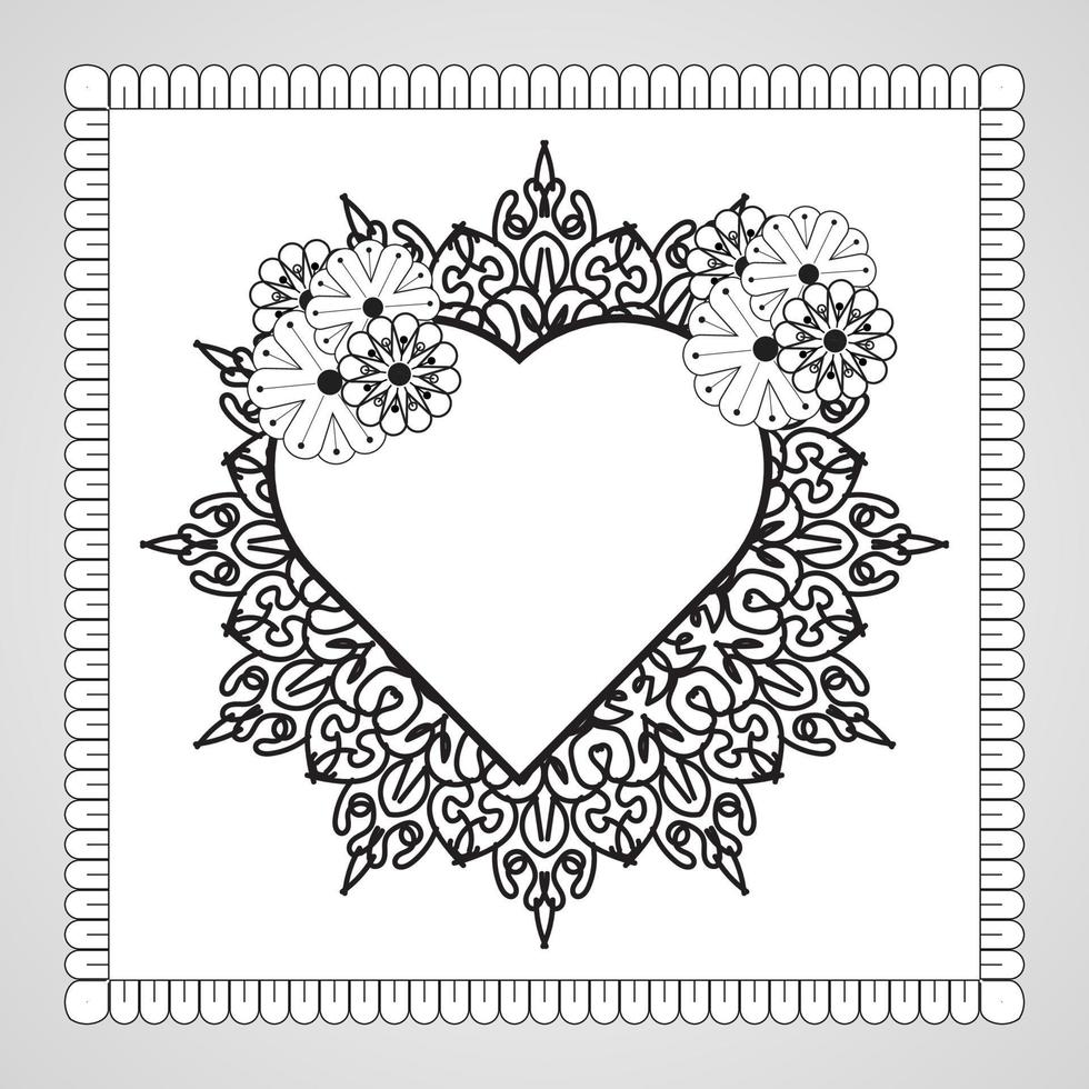 corazón dibujado a mano con mandala. decoración en el ornamento étnico oriental del doodle. vector