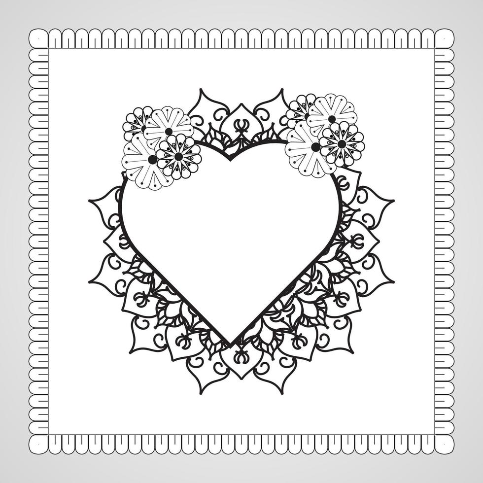 Hand drawn heart with mandala. decoration in ethnic oriental  doodle ornament. vector