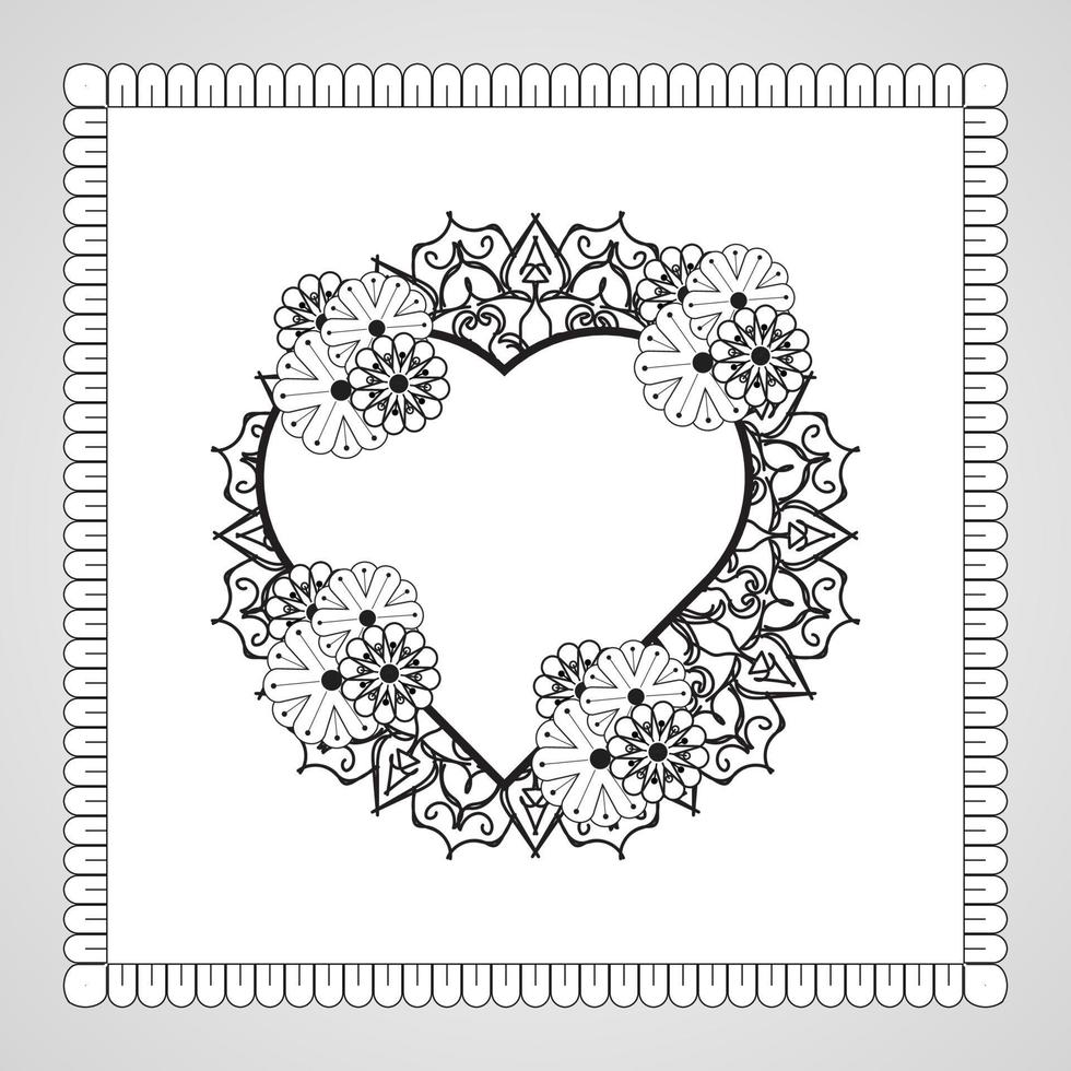 Hand drawn heart with mandala. decoration in ethnic oriental  doodle ornament vector