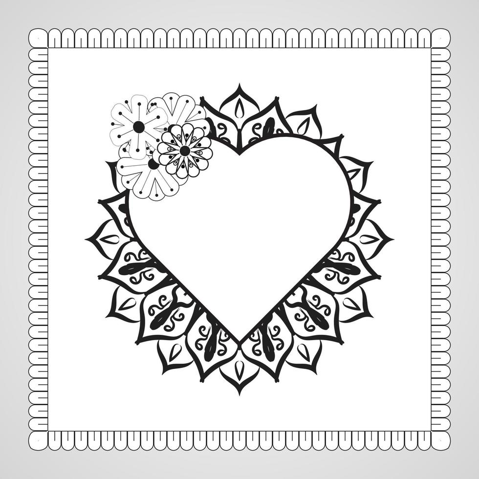 Hand drawn heart with mandala. decoration in ethnic oriental  doodle ornament. vector