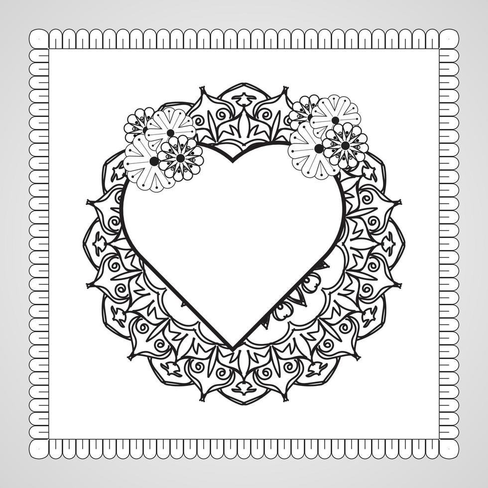 corazón dibujado a mano con mandala. decoración en el ornamento étnico oriental del doodle. vector