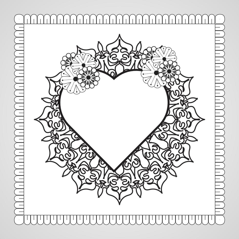 corazón dibujado a mano con mandala. decoración en el ornamento étnico oriental del doodle. vector