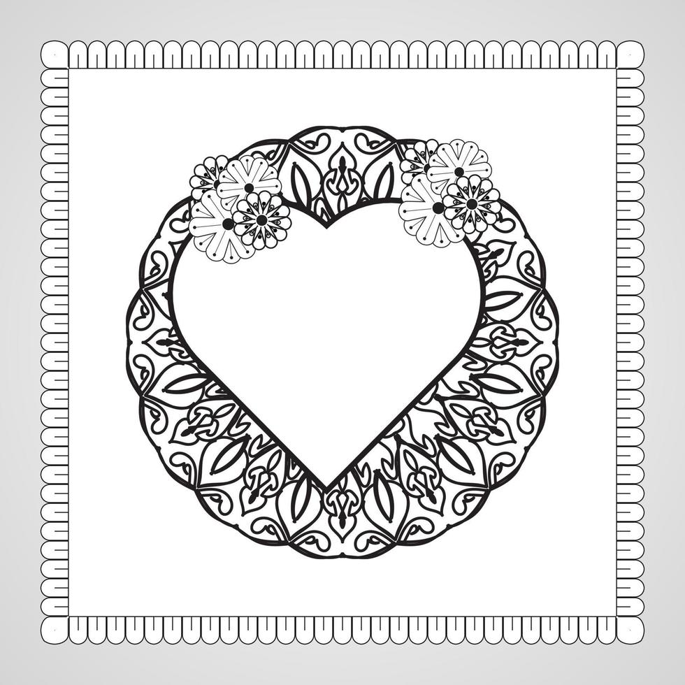 Hand drawn heart with mandala. decoration in ethnic oriental  doodle ornament. vector