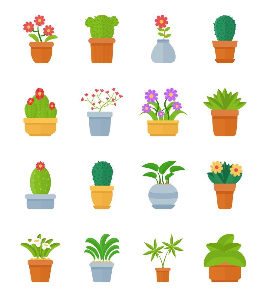 conceptos de plantas de interior en macetas vector