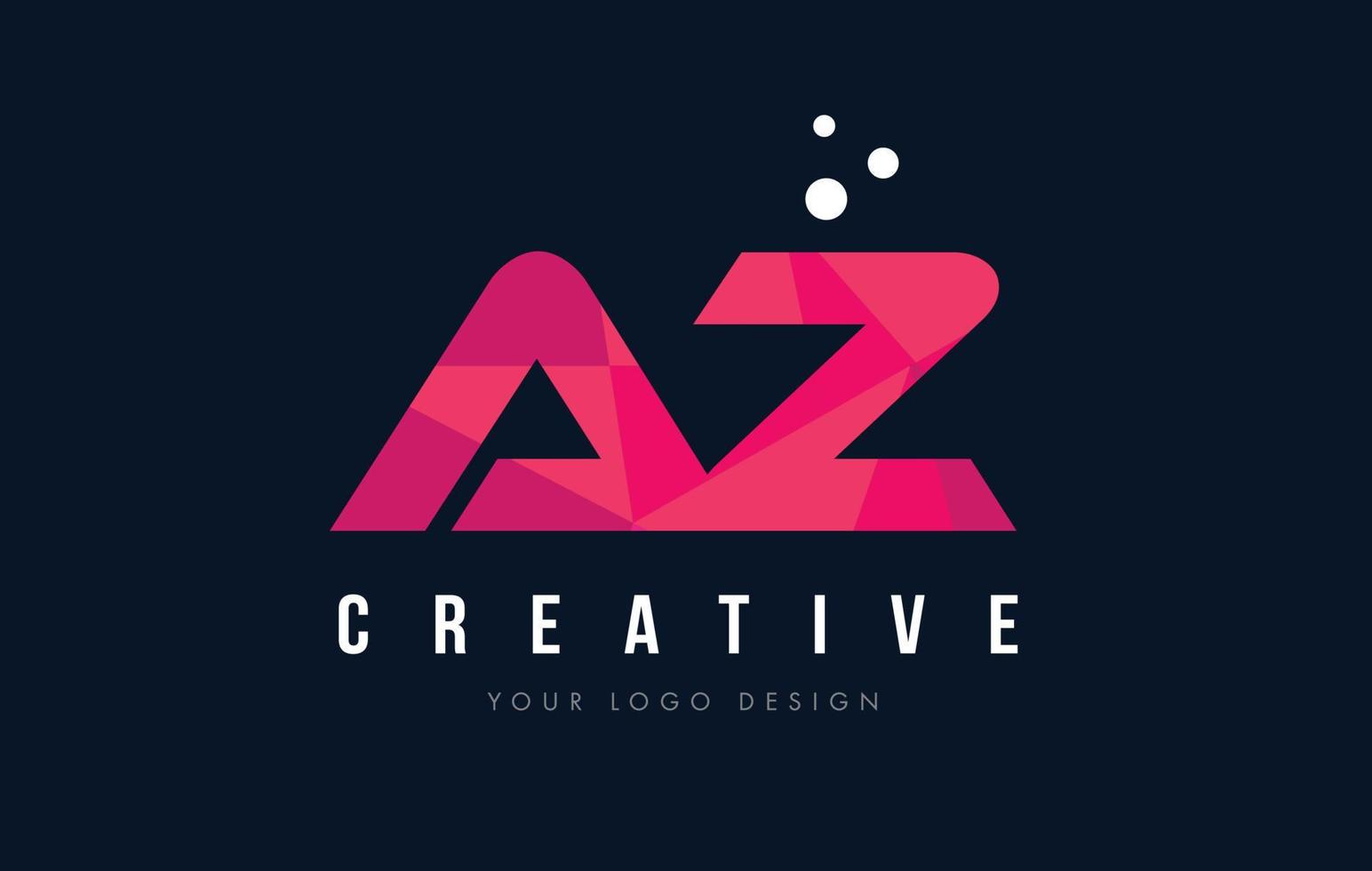 AZ A Z Letter Logo with Purple Low Poly Pink Triangles Concept vector