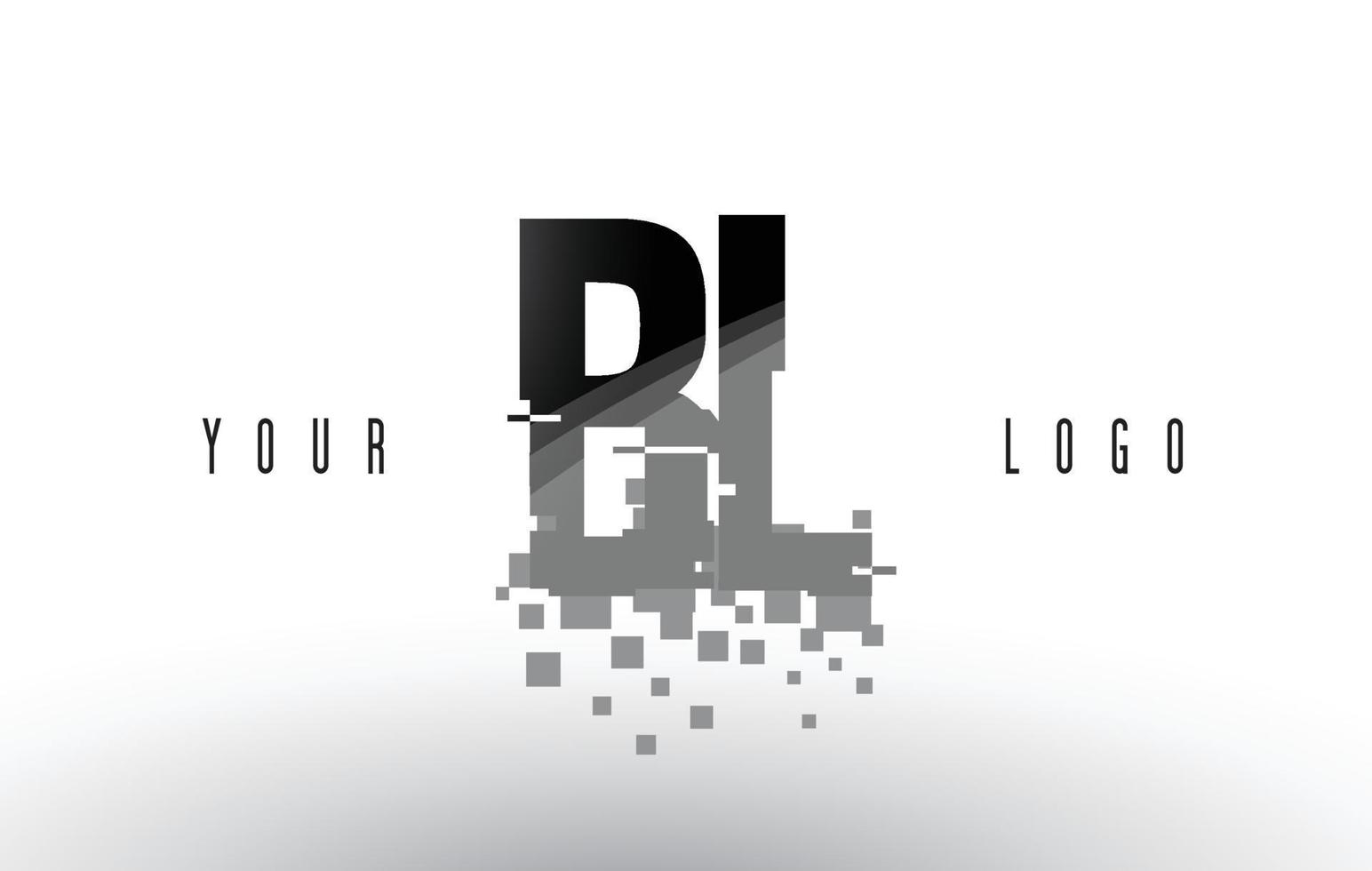 BL B L Pixel Letter Logo with Digital Shattered Black Squares vector