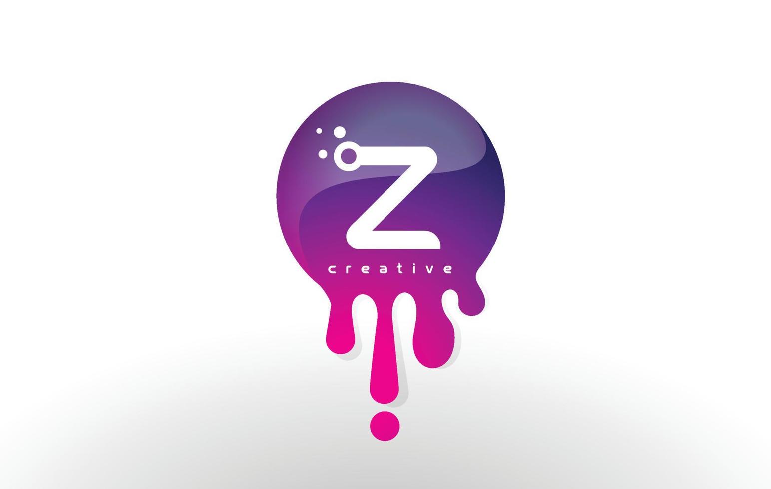 Z Letter Splash Logo. Purple Dots and Bubbles Letter Design vector