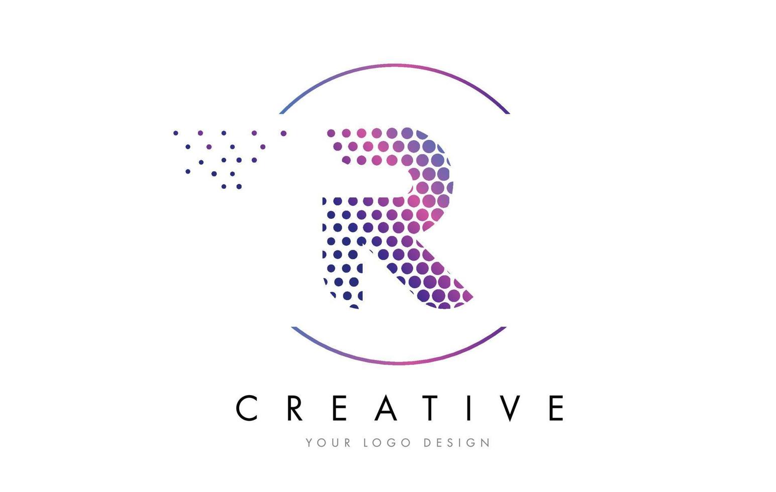 R Pink Magenta Dotted Bubble Letter Logo Design Vector