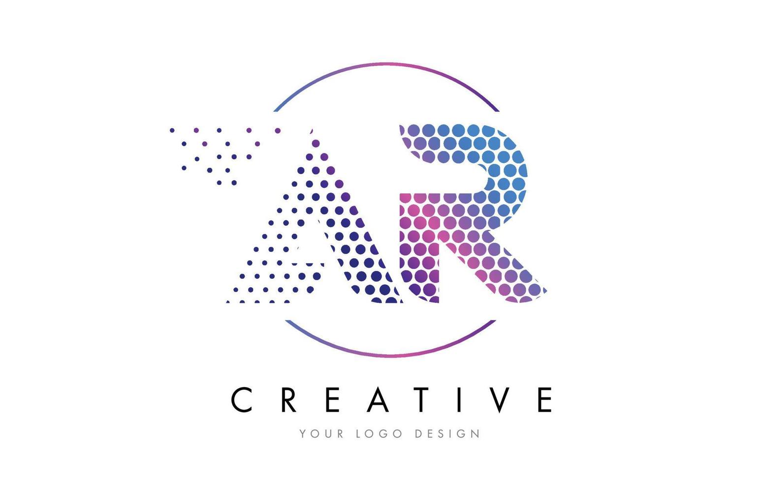 AR A R Pink Magenta Dotted Bubble Letter Logo Design Vector