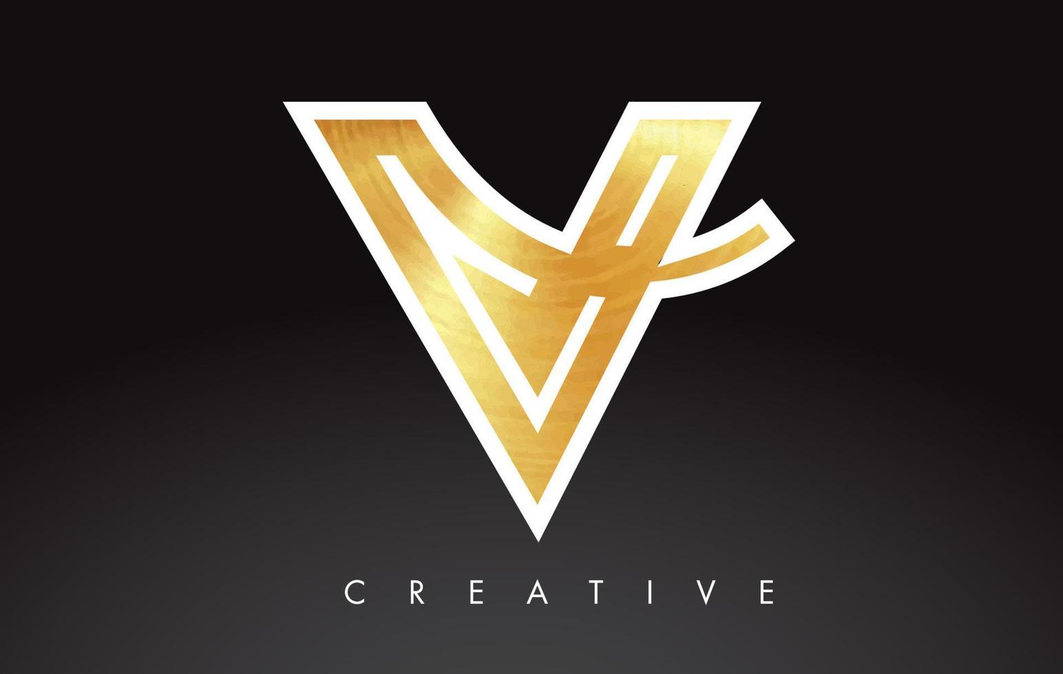 logotipo de diseño de letra v de oro. Logotipo de icono de letra v con swoosh moderno vector