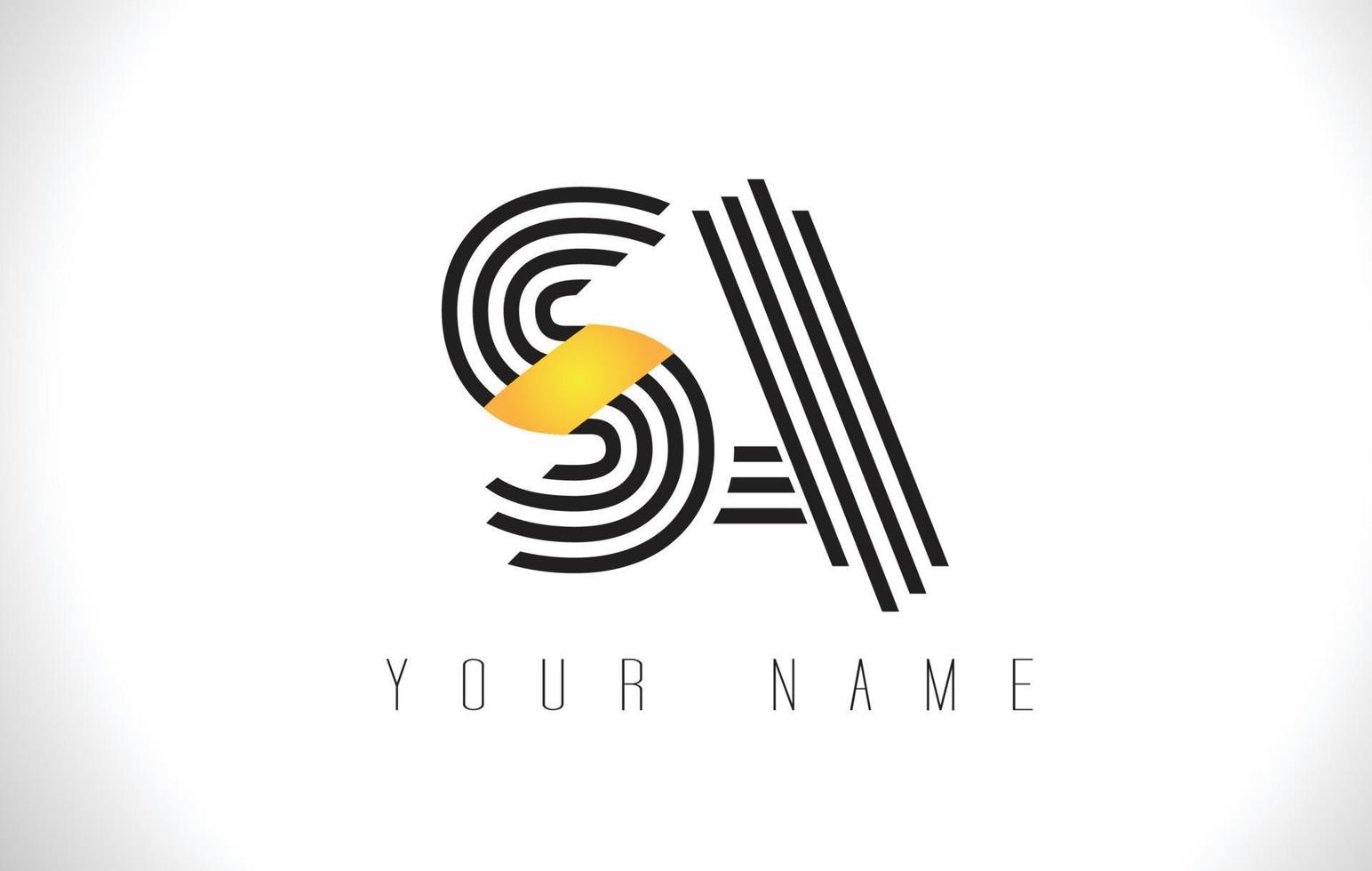 SA Black Lines Letter Logo. Creative Line Letters Vector Template.