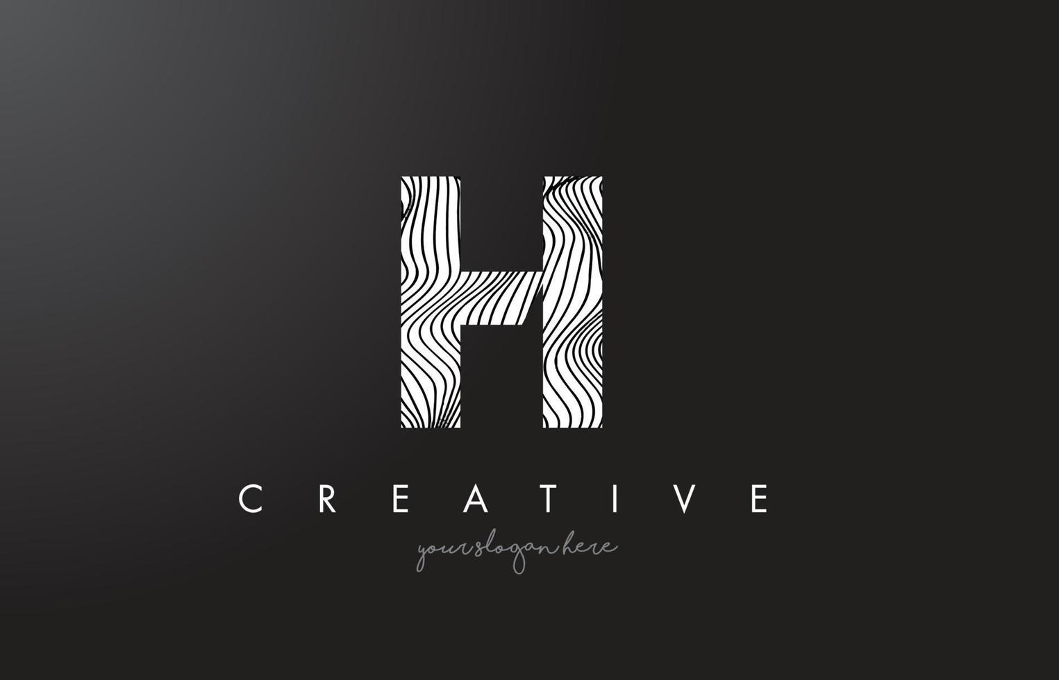 H Letter Logo with Zebra Lines Texture Design Vector. vector