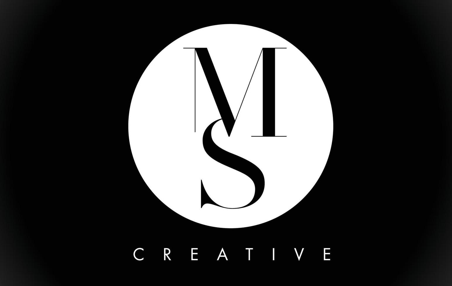 Logotipo de diseño de letra ms con vector de colores blanco y negro.