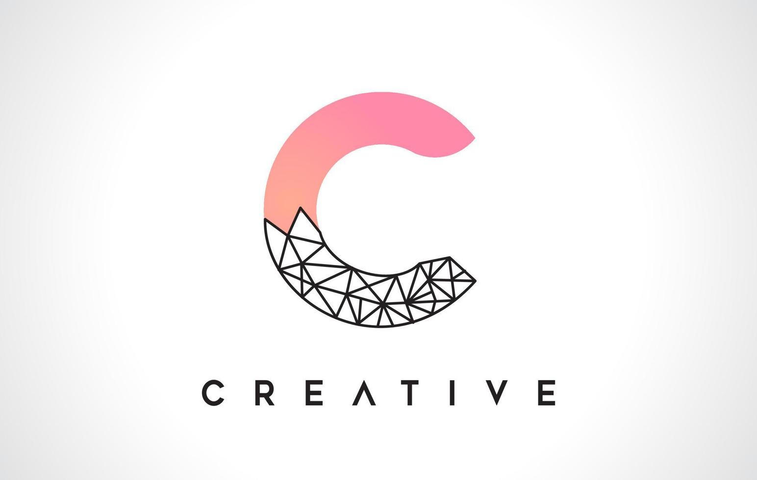 Letter C Beauty Logo. C Letter Design Vector with Origami Look Vector
