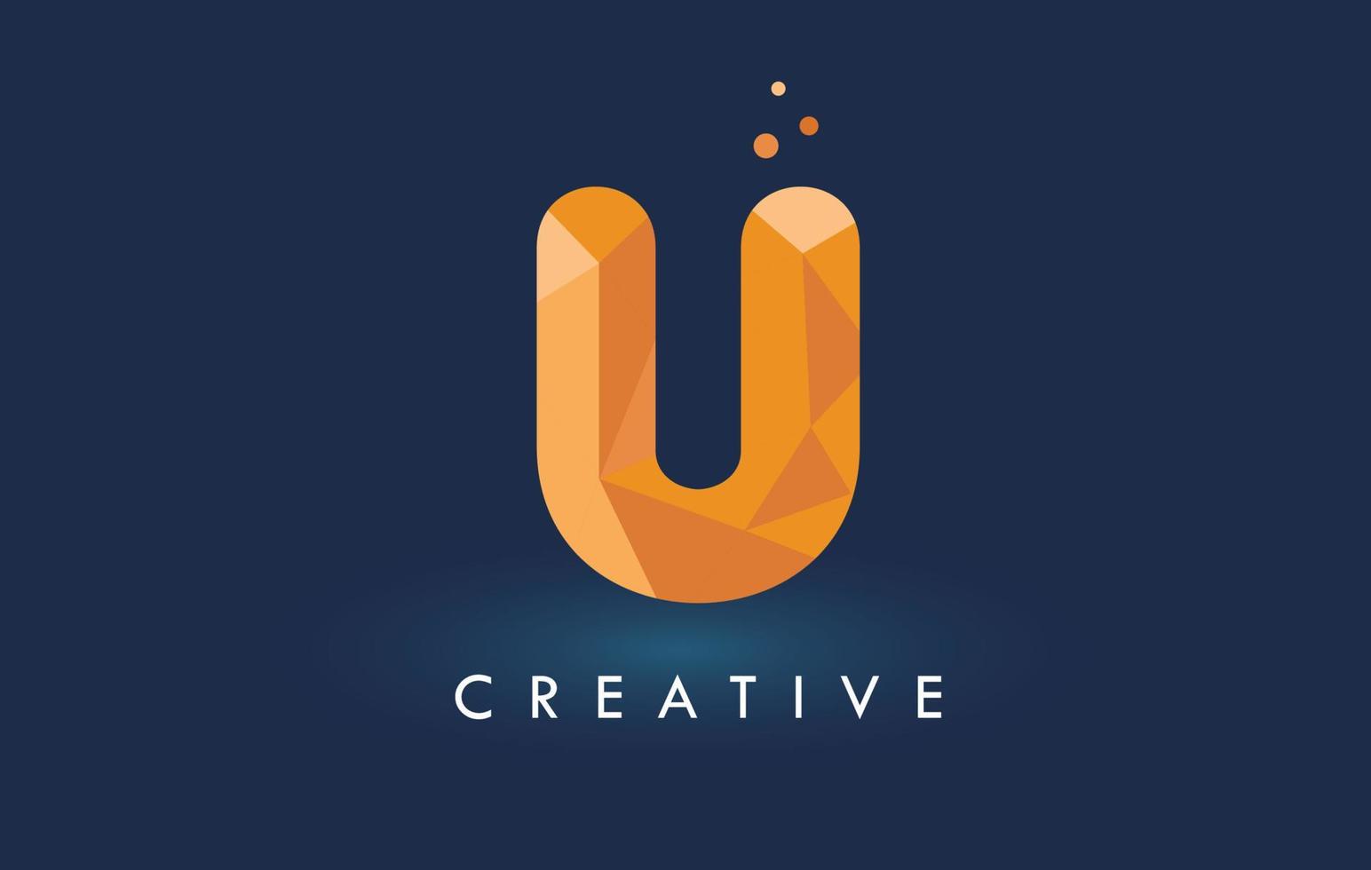 U Letter With Origami Triangles Logo. Creative Yellow Orange Origami Design. vector