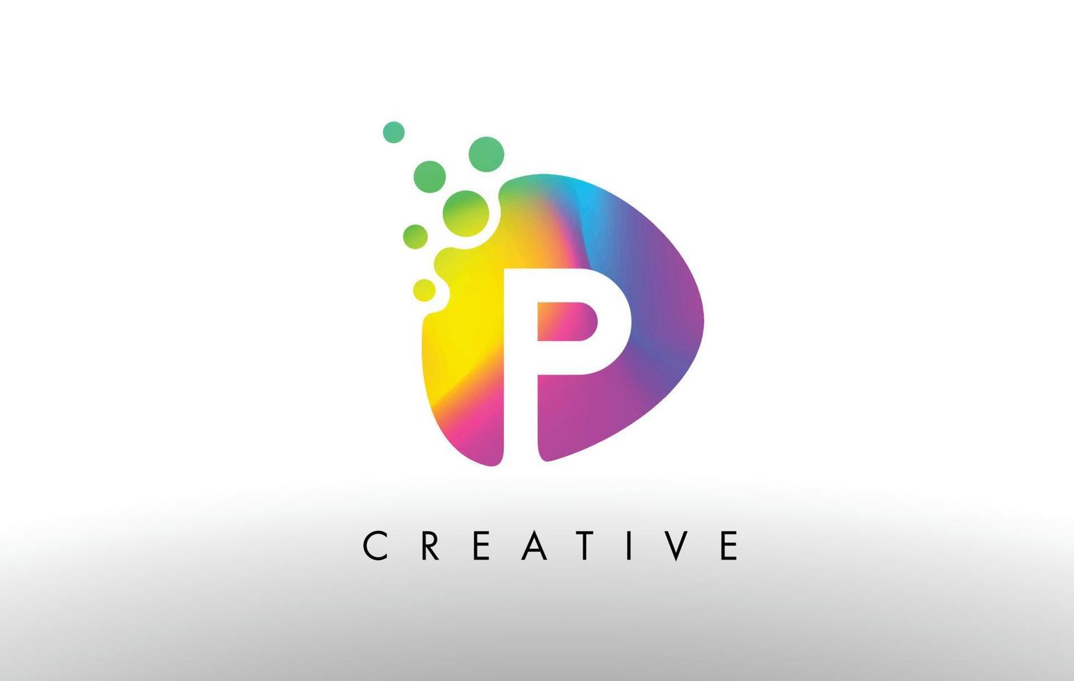 P Colorful Logo Design Shape. Purple Abstract Shape Letter Icon. vector