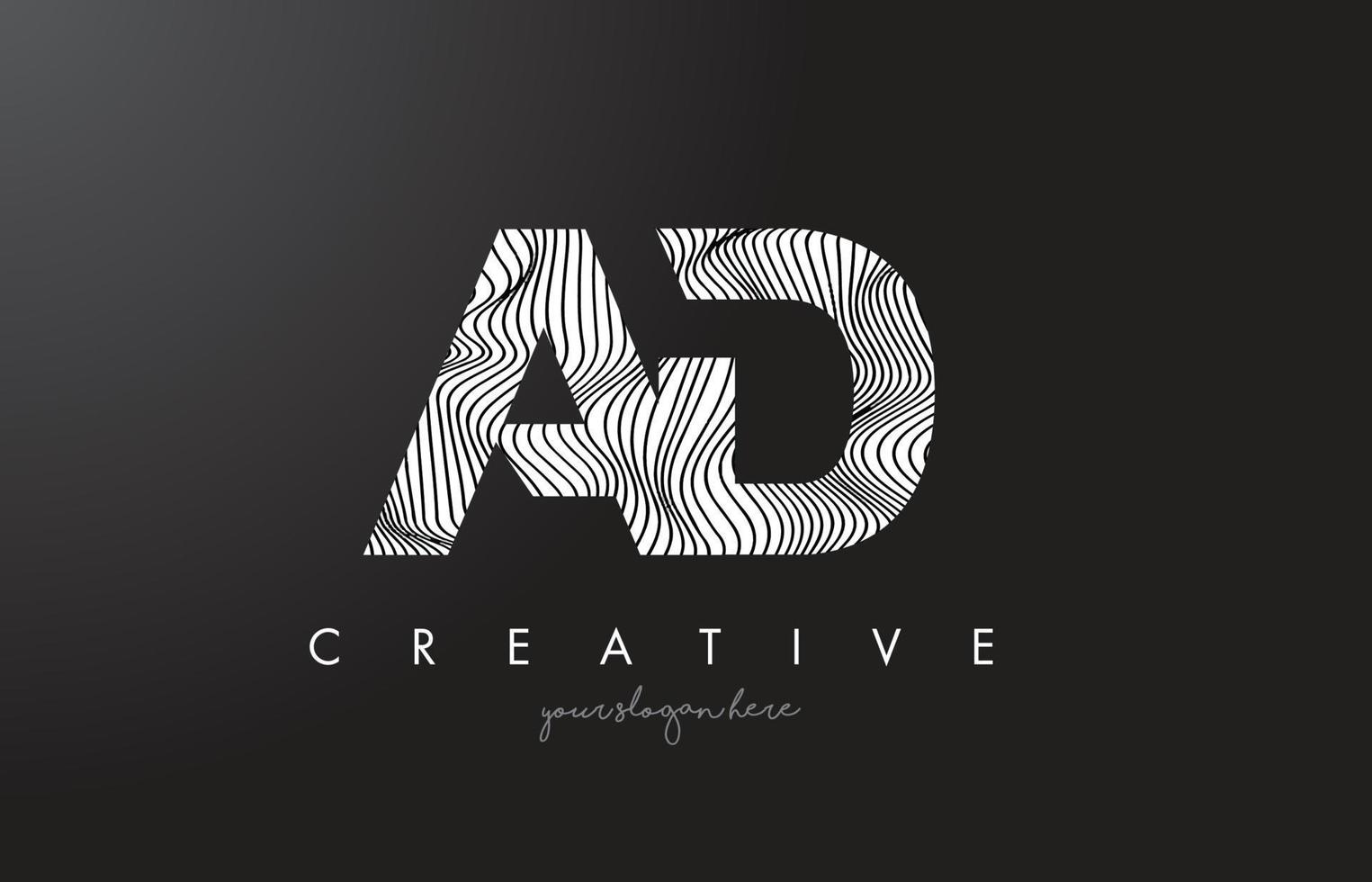 AD A D Letter Logo with Zebra Lines Texture Design Vector. vector