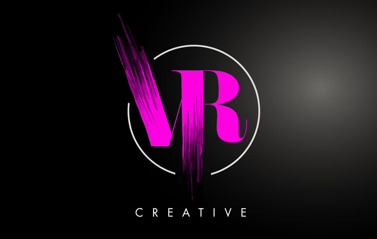 Diseño de logotipo de letra de trazo de pincel rosa vr. icono de letras de logotipo de pintura rosa. vector