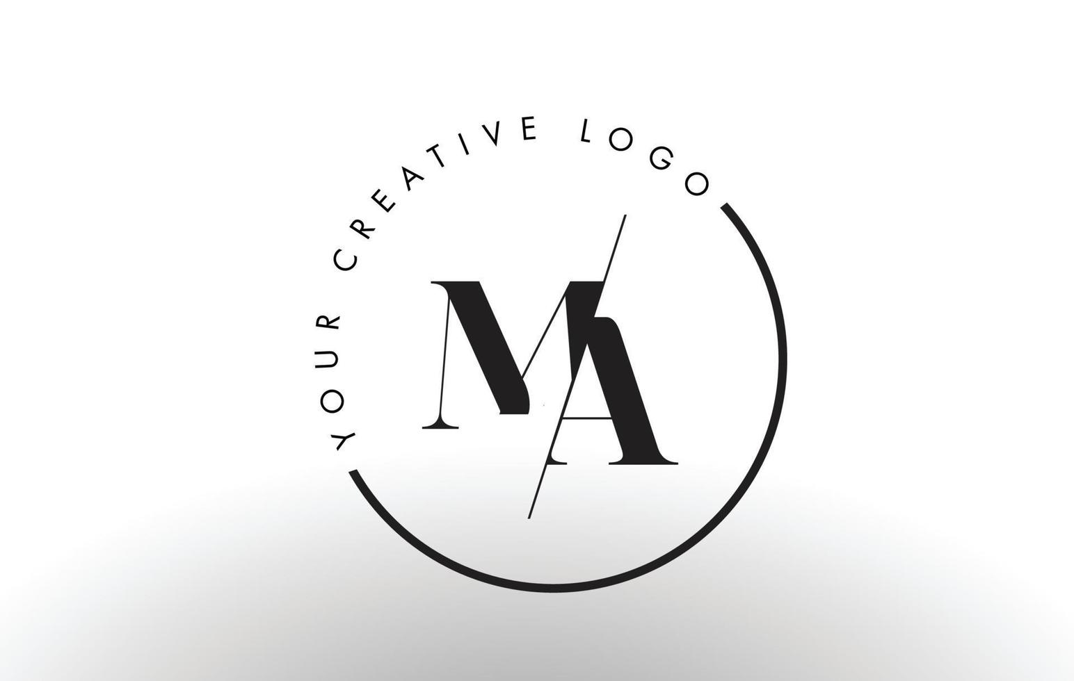 MA Serif Letter Logo Design with Creative Intersected Cut. vector