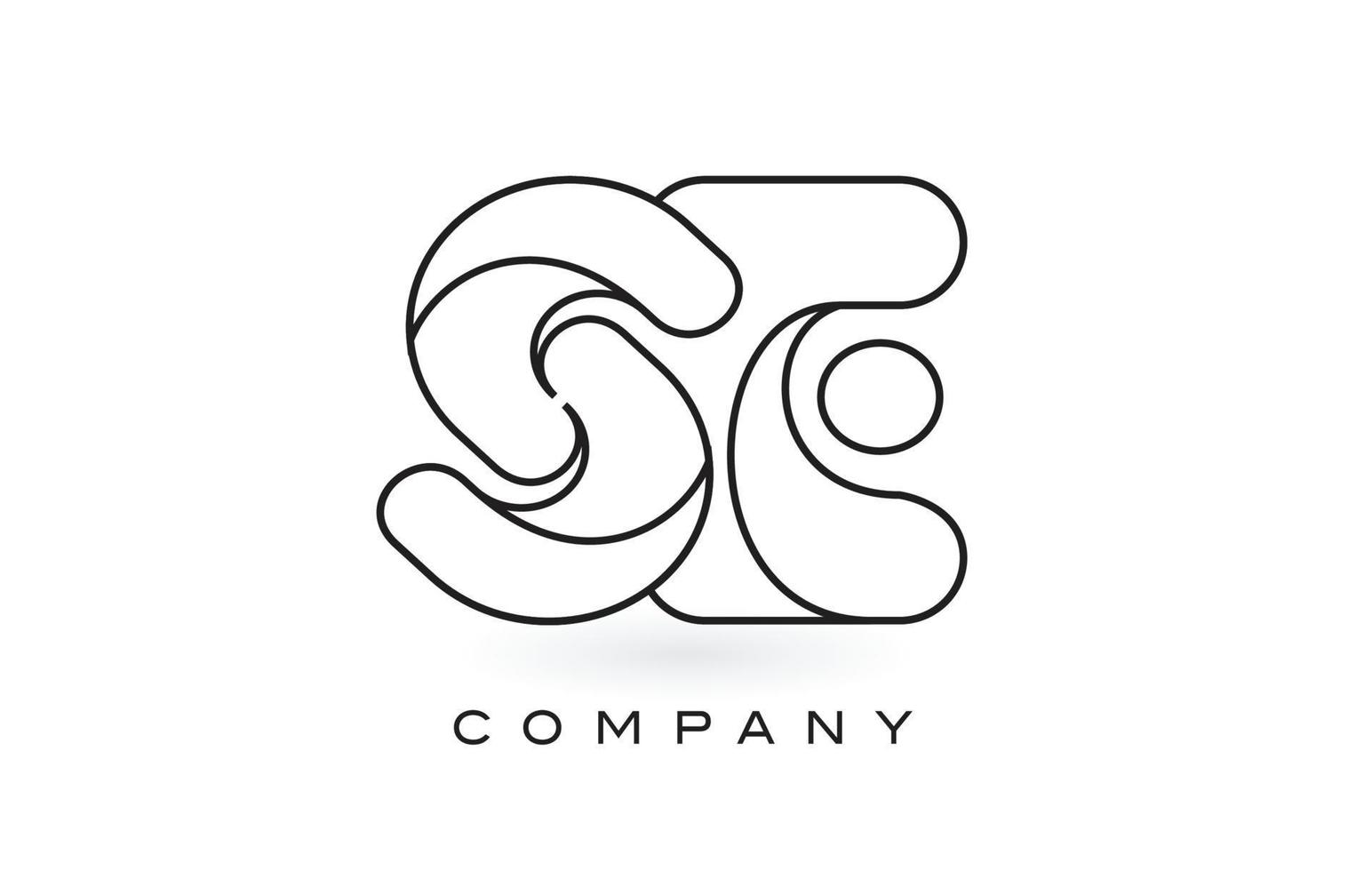 SE Monogram Letter Logo With Thin Black Monogram Outline Contour. Modern Trendy Letter Design Vector. vector