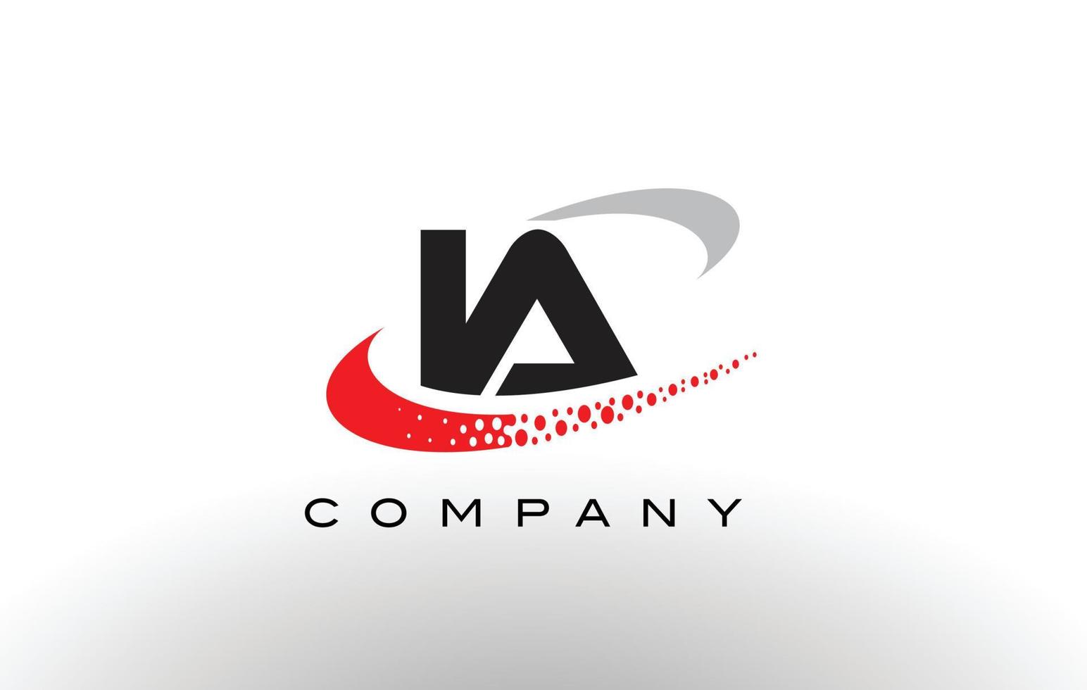 IA Modern Letter Logo Design with Red Dotted Swoosh vector