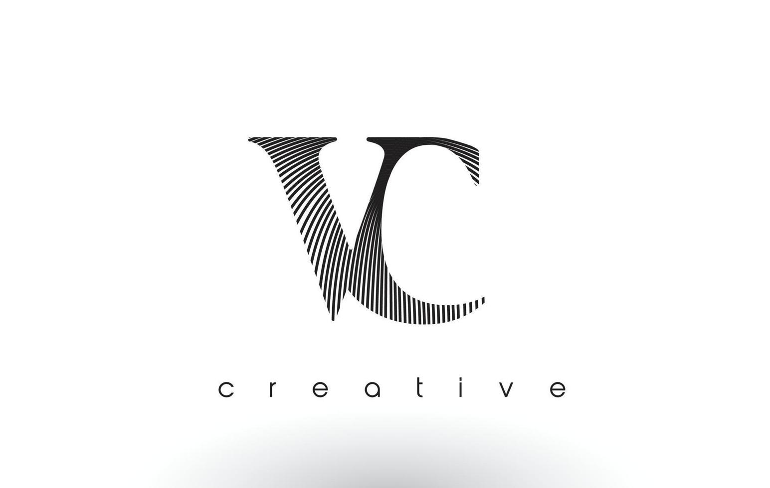 VC Logo Design With Multiple Lines and Black and White Colors. vector