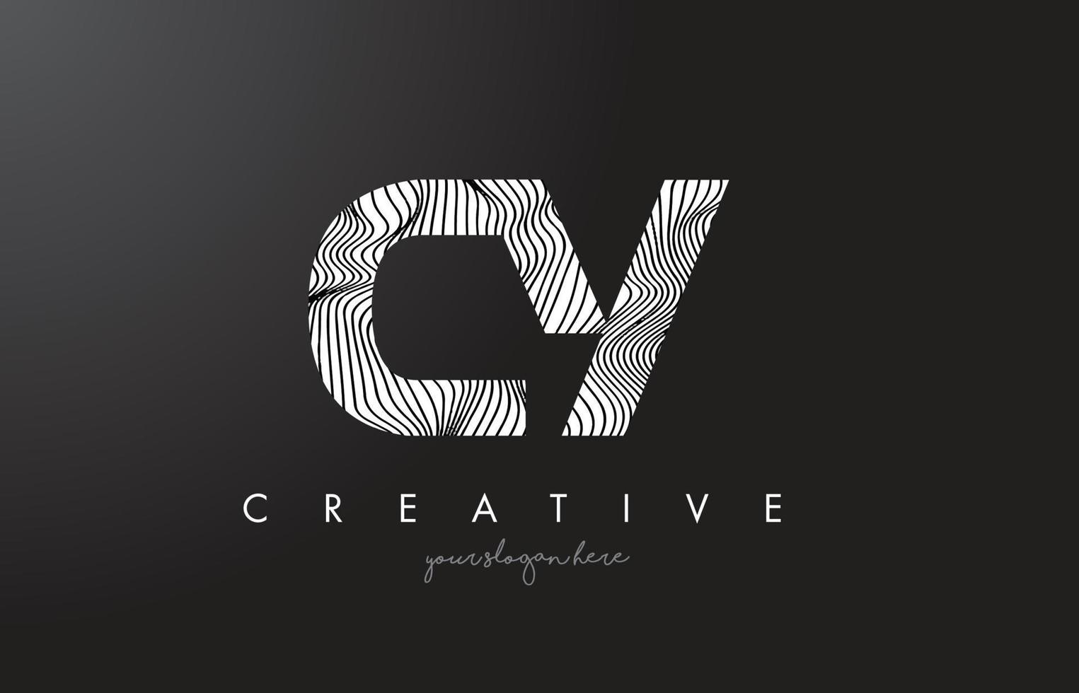 Logotipo de letra cy cy con vector de diseño de textura de líneas de cebra.