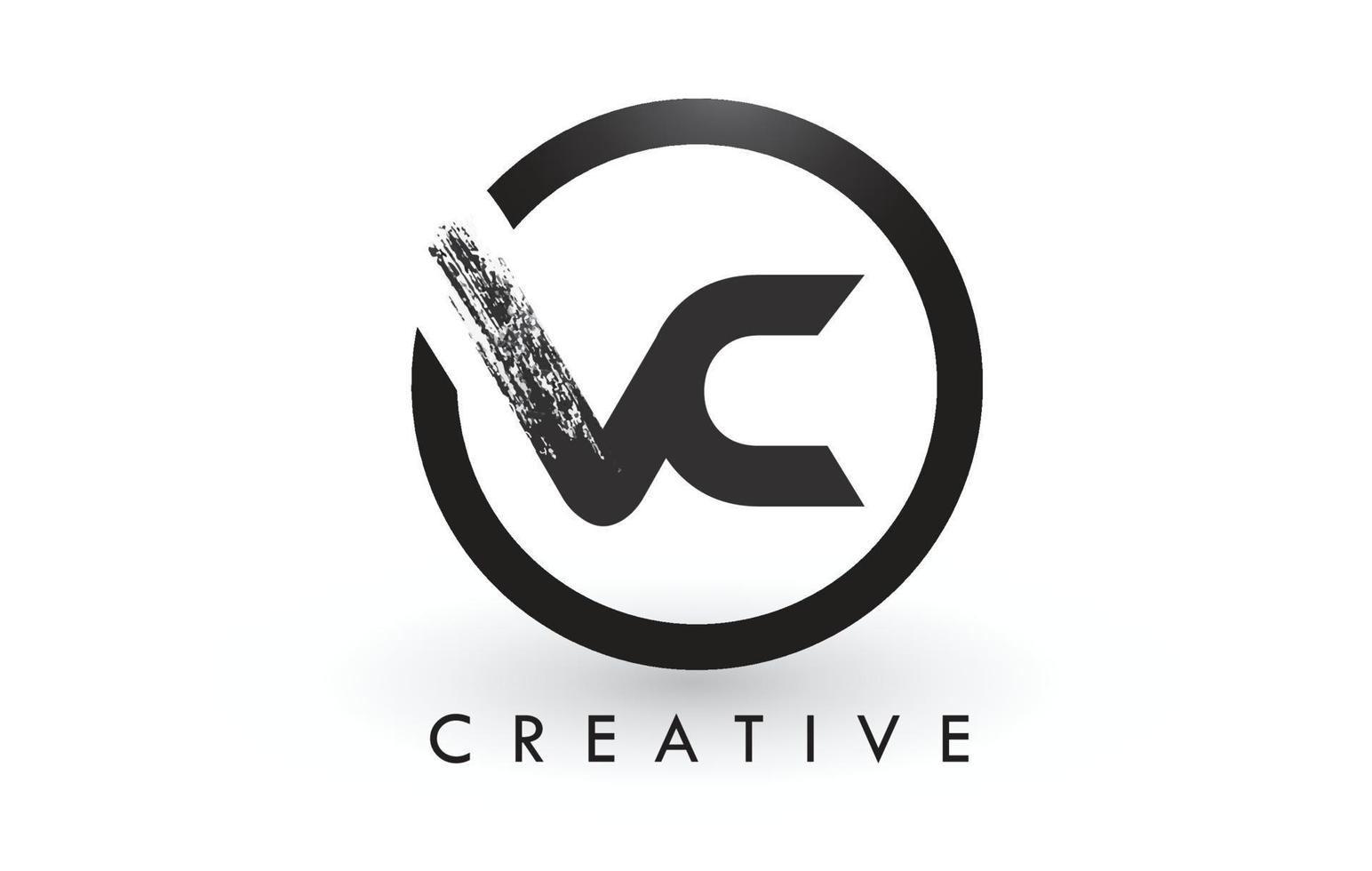Diseño de logotipo de letra de pincel vc. Logotipo de icono de letras cepilladas creativas. vector