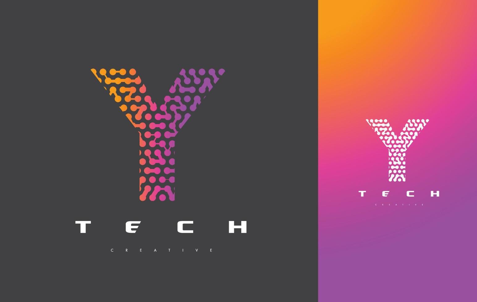 y tecnología del logotipo de la letra. vector de diseño de letra de puntos conectados.