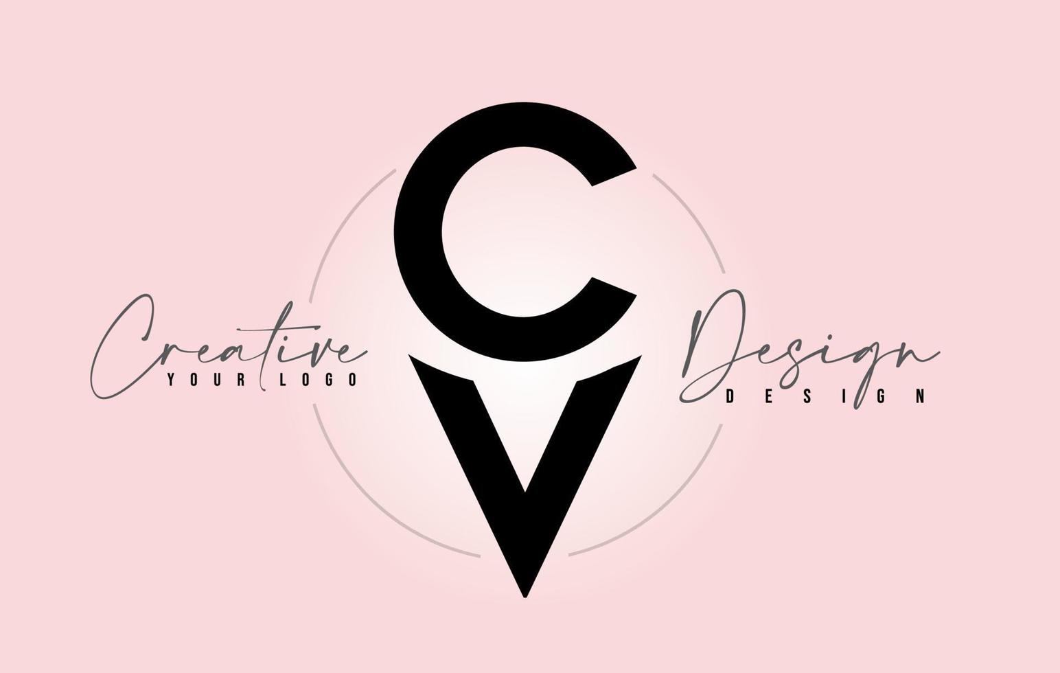 CV Letter Design Icon Logo with Letters one on top of each other Vector. vector