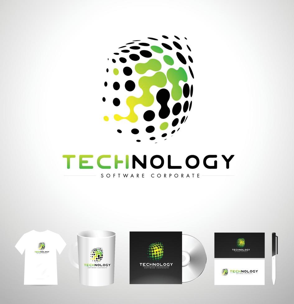 puntos de logotipo de tecnología. vector de icono de logotipo de tecnología