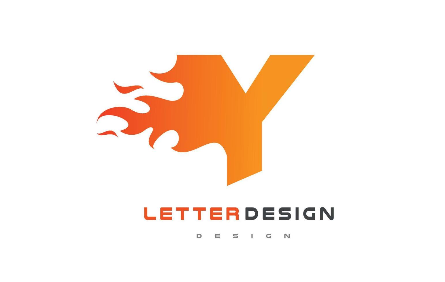 Y Letter Flame Logo Design. Fire Logo Lettering Concept. vector