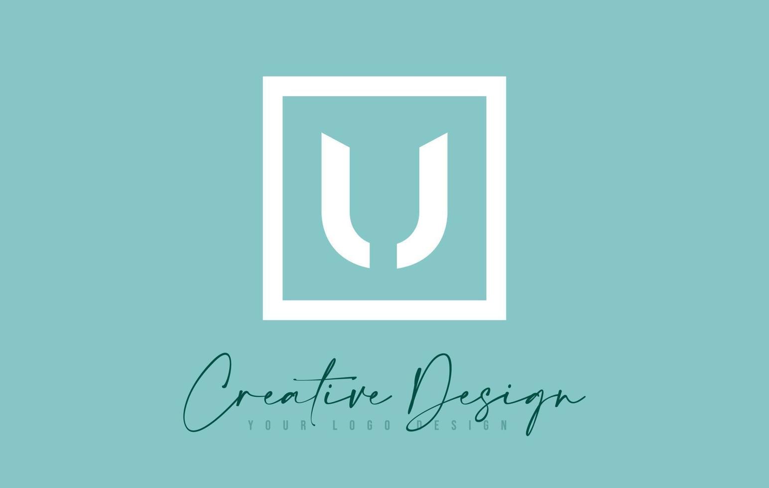 U Letter Icon Design With Creative Modern Look and Teal Background. vector