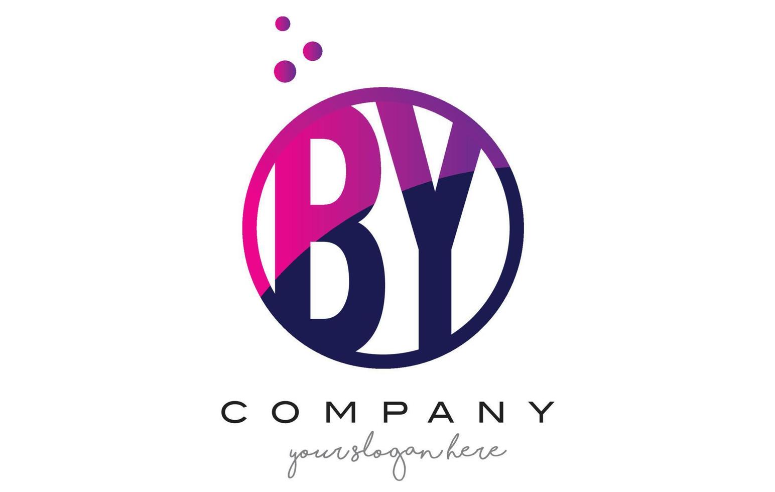 BY B Y Circle Letter Logo Design with Purple Dots Bubbles vector