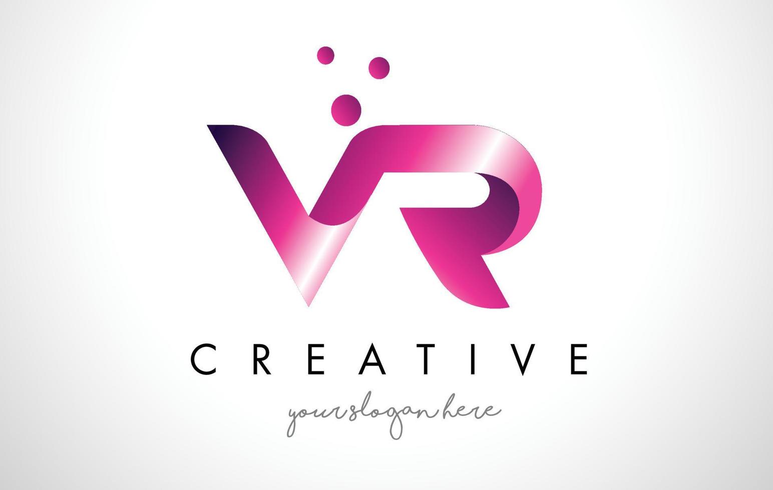 Diseño de logotipo de letra vr con puntos y colores morados vector