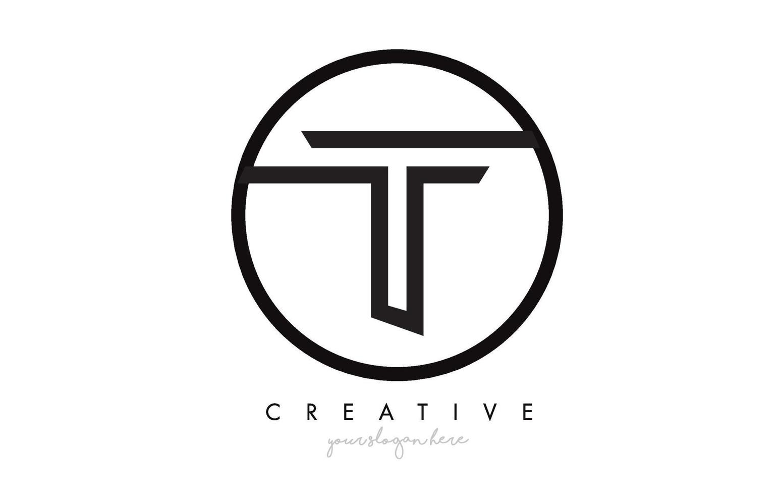 T Letter Icon Logo Design With Monogram Creative Look. Letter Circle Line Design vector