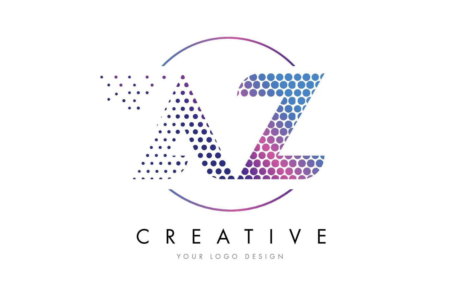 AZ A Z Pink Magenta Dotted Bubble Letter Logo Design Vector