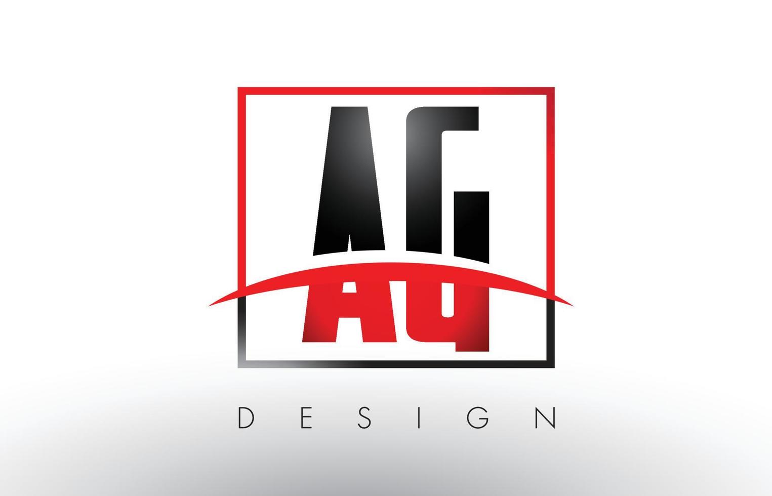 Letras del logotipo de ag ag con colores rojo y negro y swoosh. vector