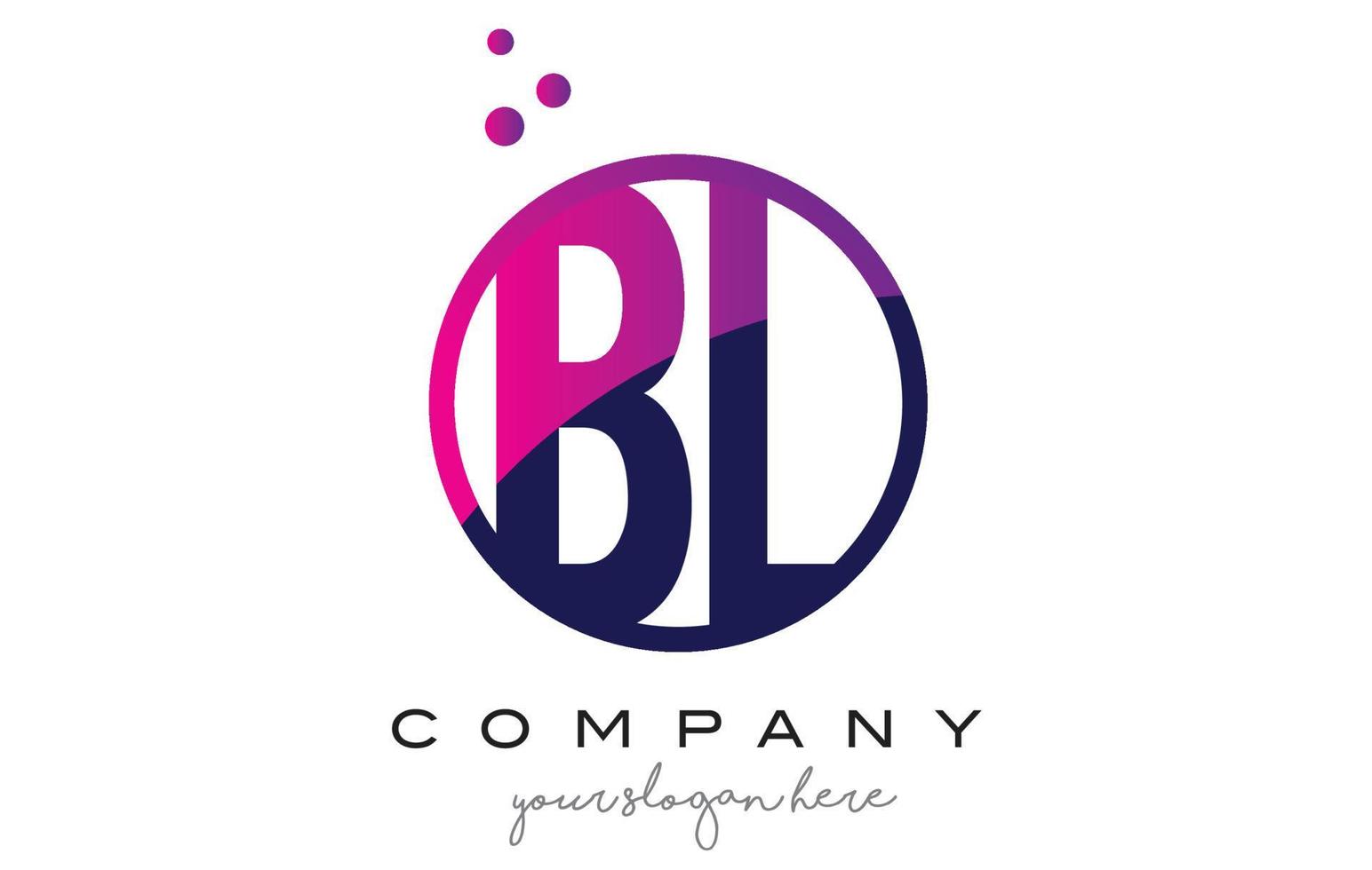 BL B L Circle Letter Logo Design with Purple Dots Bubbles vector