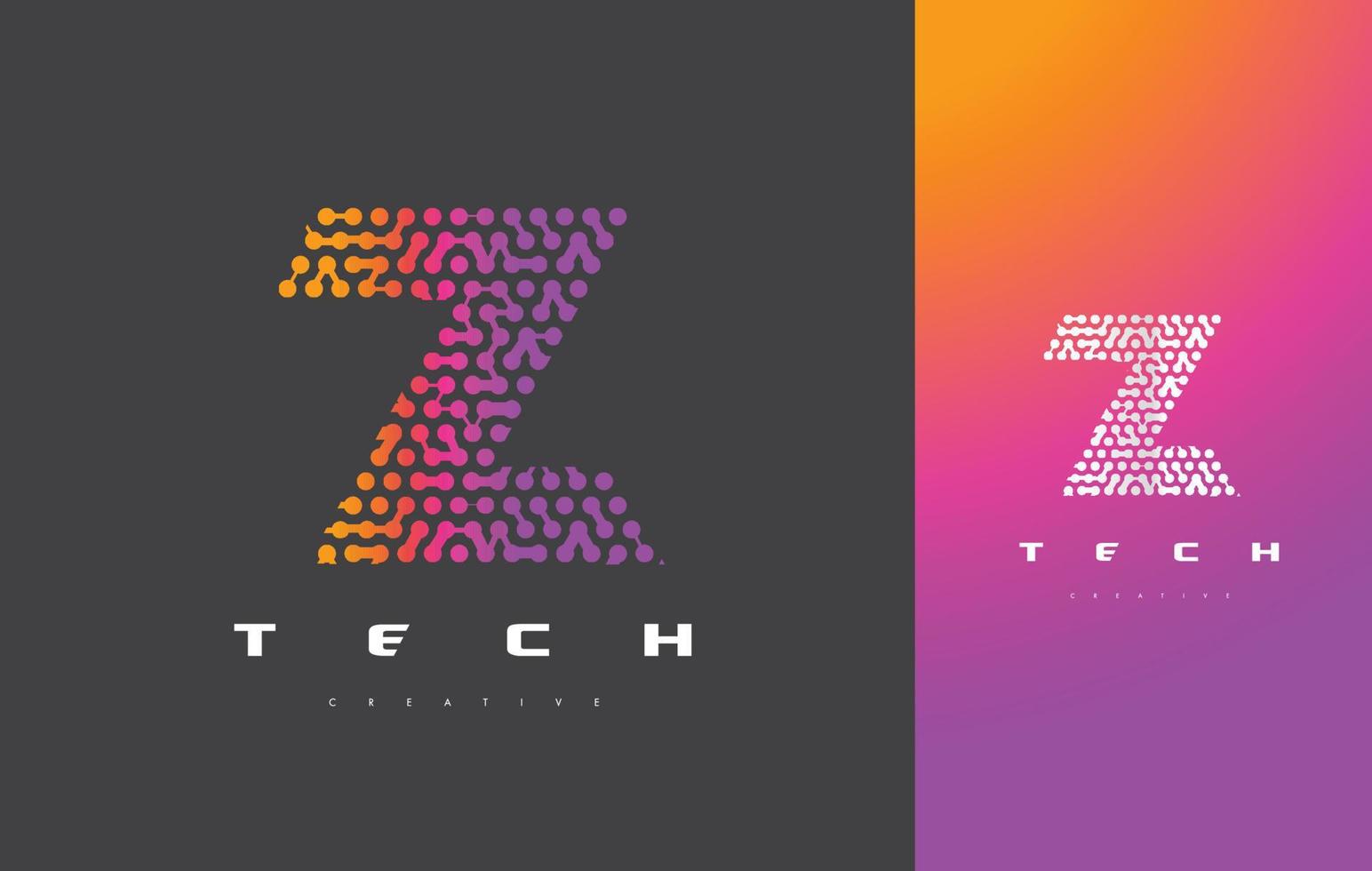 Tecnología del logotipo de la letra z. vector de diseño de letra de puntos conectados.