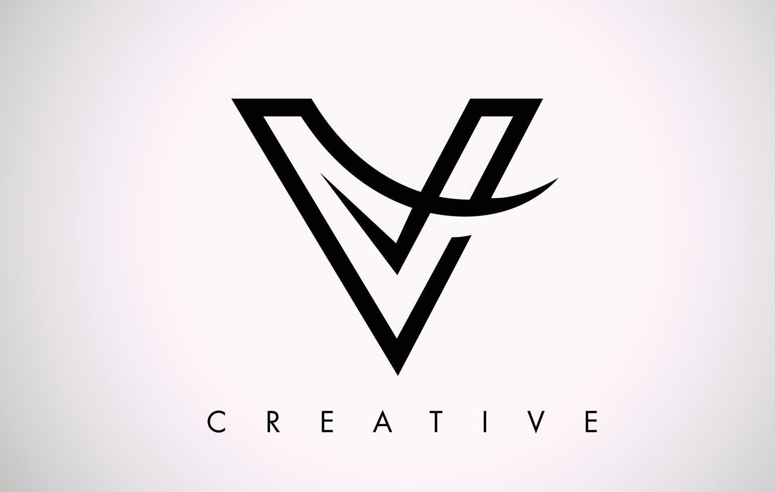 Logotipo de diseño de letra V. Logotipo de icono de letra v con swoosh moderno vector