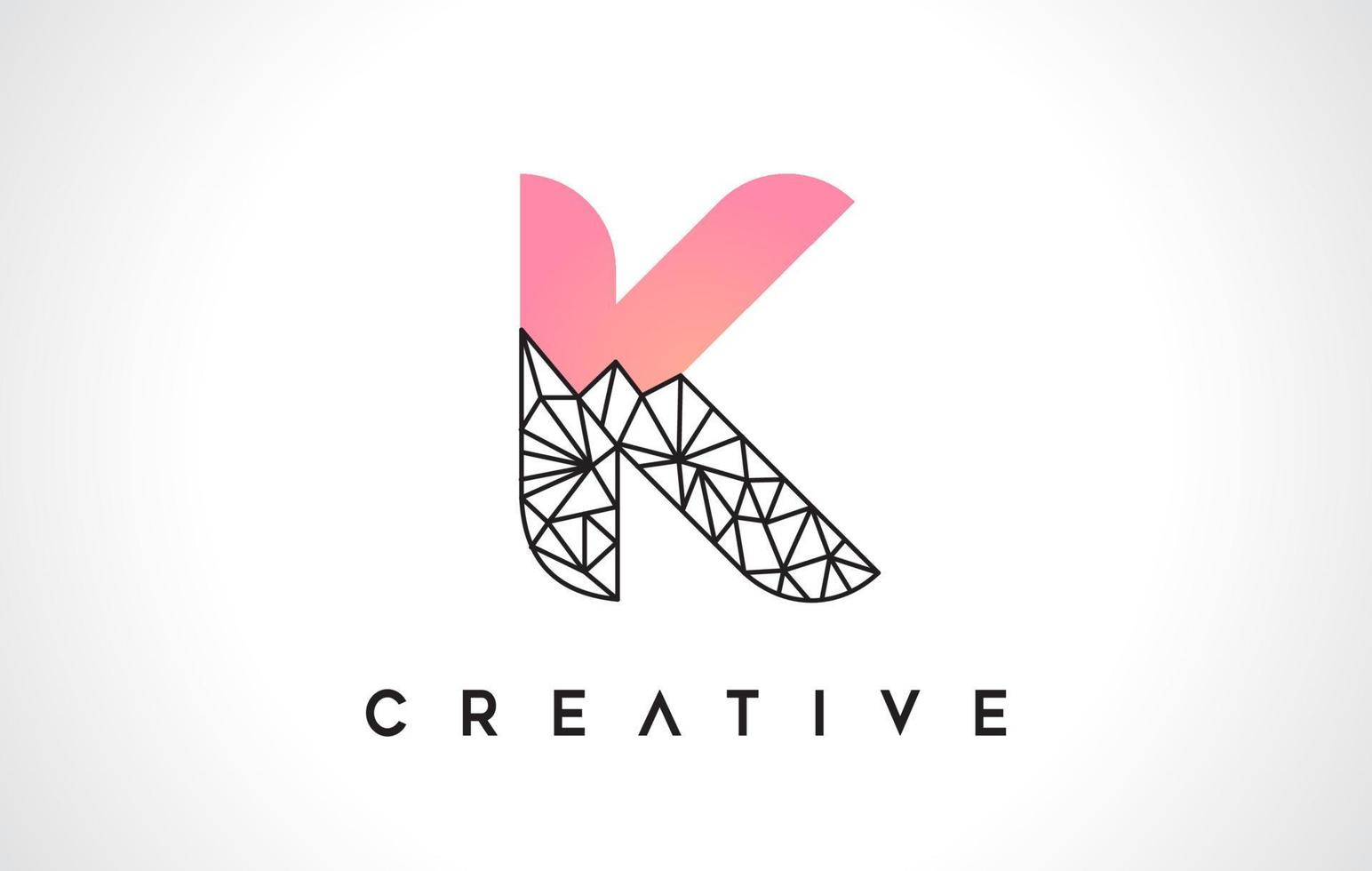 Letter K Beauty Logo. K Letter Design Vector with Origami Look Vector