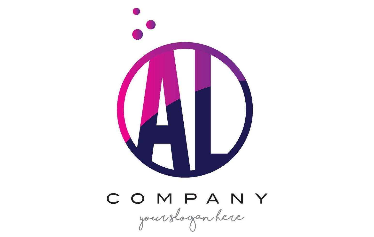 AL A L Circle Letter Logo Design with Purple Dots Bubbles vector