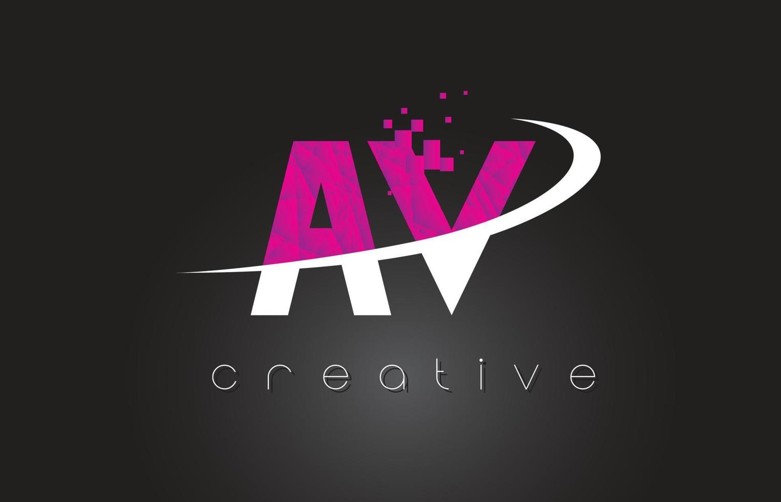 av av diseño de letras creativas con colores blanco rosa vector