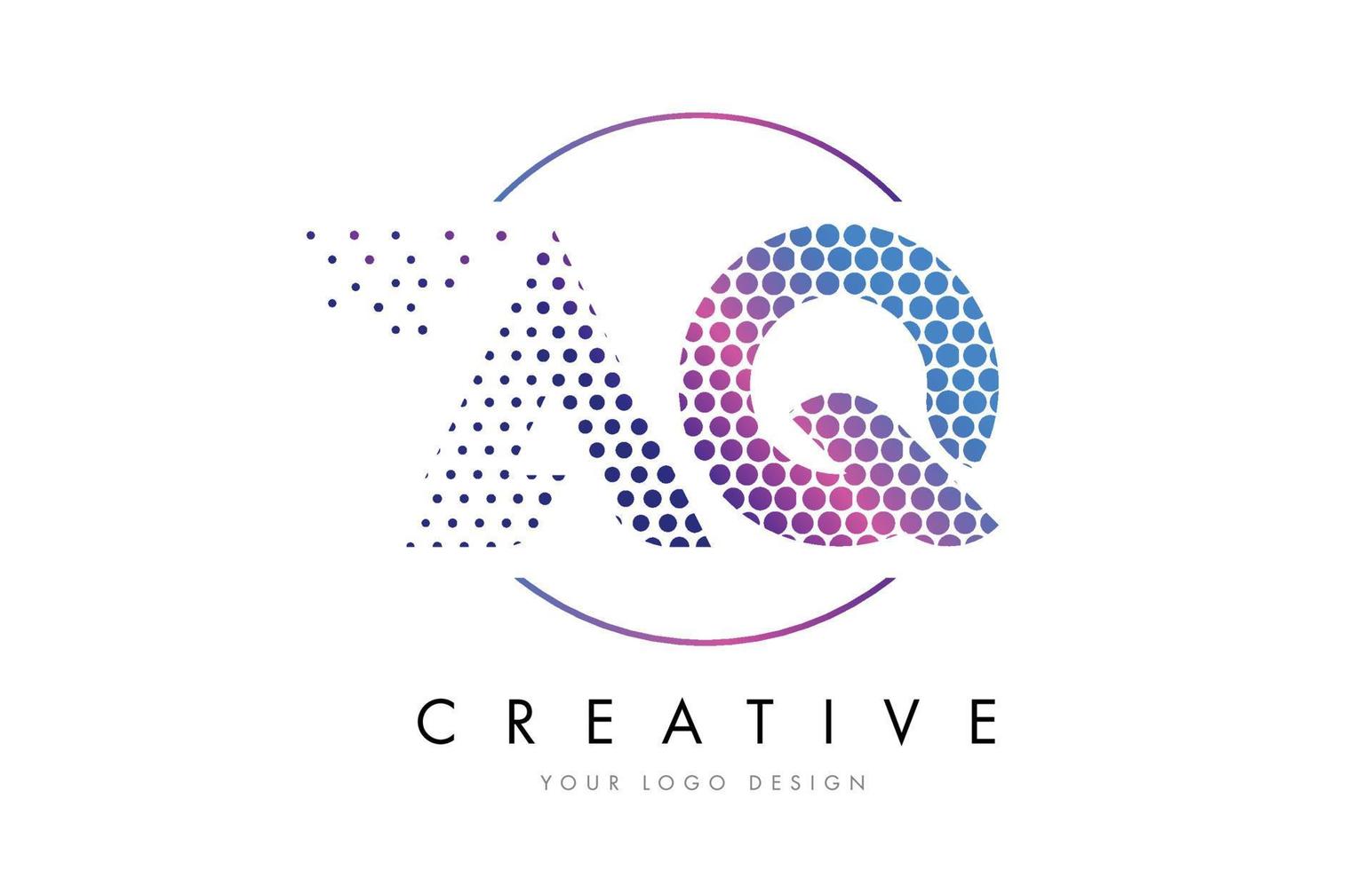 AQ A Q Pink Magenta Dotted Bubble Letter Logo Design Vector
